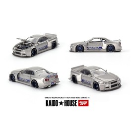 Collectibles Diecast Model Car Compatible with Nissan Skyline GT-R R34 Kaido Works Shinjuku V1 Silver Limited Edition 1/64 Diecast Model Car Kaido House KHMG143