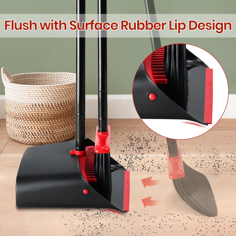 TreeLen Dust Pan and Broom/Dustpan Cleans Broom Combo with 52"