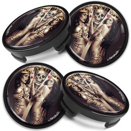 Compatible with Ford Wheel Center Caps Alloy Hub Centre Rim Cover Badge 54mm Skull Poker Cards CF 42
