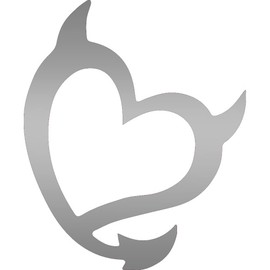 NBFU Devil Heart (Metallic Silver) (Set Of 2) Premium Waterproof Vinyl Decal Stickers For Laptop Phone Accessory Helmet Car Window Bumper Mug Tuber Cup Door Wall Decoration