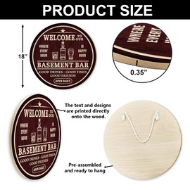 MUCHNEE Basement Bar Wood Sign for Wall Hanging Decor, Home Bar Signs, Bar Decor, Bar Decorations for Home, Vintage Wall Tasting Room Bar Accessories Decorations Gifts for New Home Housewarming Birthday