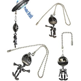 OMYZERO 12Inch Metal Alien Fan Pull Chain Extender with Ball Chain Connector, Pull Chains for Ceiling Fans and Lights, Decorative Fan Pull Chain Pendant Extension(Nickle)