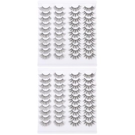 Healeved 40 Pairs Artificial False Eyelashes Makeup False Eyelashes Women’s Suits Faux Lashes Girl Makeup Eyelashes Fans Volume False Eyelash Miss Fiber Eyelash Tool Lengthen