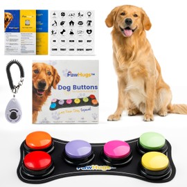 Dog Buttons for Communication with Mat & Clicker – 30s Recordable Dog Buttons Talk, Talking Buttons for Dogs, Gift for Dog Owners with Training Guide, Custom Stickers, and Clear Sound (6-Pack)
