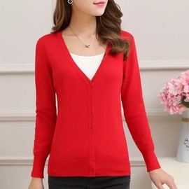 Mooncolour Womens 24 Colors Knit Outwear Autumn Cardigan Sweater, Red, UK16