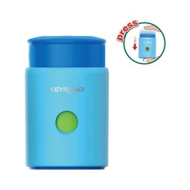 Keyroad Pumpy-Up Ergonomic Pencil Sharpener Individual 1 Piece with Container/Plastic/Blades Made of Steel/Pencils and Colouring Pencils/Blister - Mixed Colours / for Nursery Preschool and School,