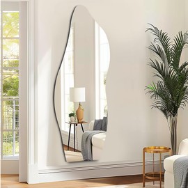 QDSSDECO Full Length Mirror 63"x24" Irregular Wall Mirror Wave Frameless for Living Room Bathroom Bedroom Entryway Decor