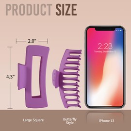 LuSeren 8 Pack Colorful Hair Clips for Women 4.3 Inch Large Hair Claw Clips for Women Thin Thick Curly Hair, Big Banana Clips,Strong Hold jaw clips