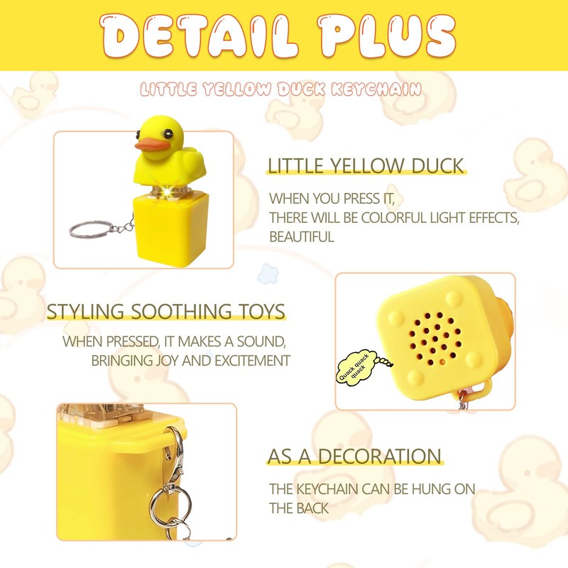TaimeiMao Duck Fidget Keychain, Duckeys Quacking Fidget Toy, Quacking Duck