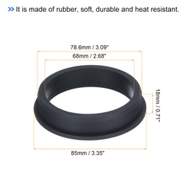 sourcing map T Type Rubber Grommet Mount Dia 78.6mm ID 68mm Seal Protection Flexible Hole Plugs for Cable Pipe Black