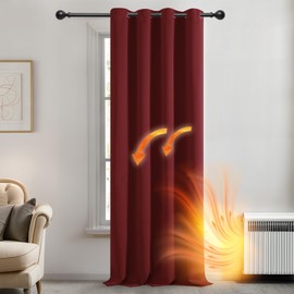 Deconovo Blackout Curtain Eyelet Curtains Living Room Curtains Thermal Curtain Blackout Curtains 240 x 140 cm (Height x Width), Red, Pack of 1