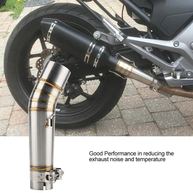 Motorcycle Exhaust Intermediate Pipe, Stainless Steel Intermediate Exhaust Connector, Suitable