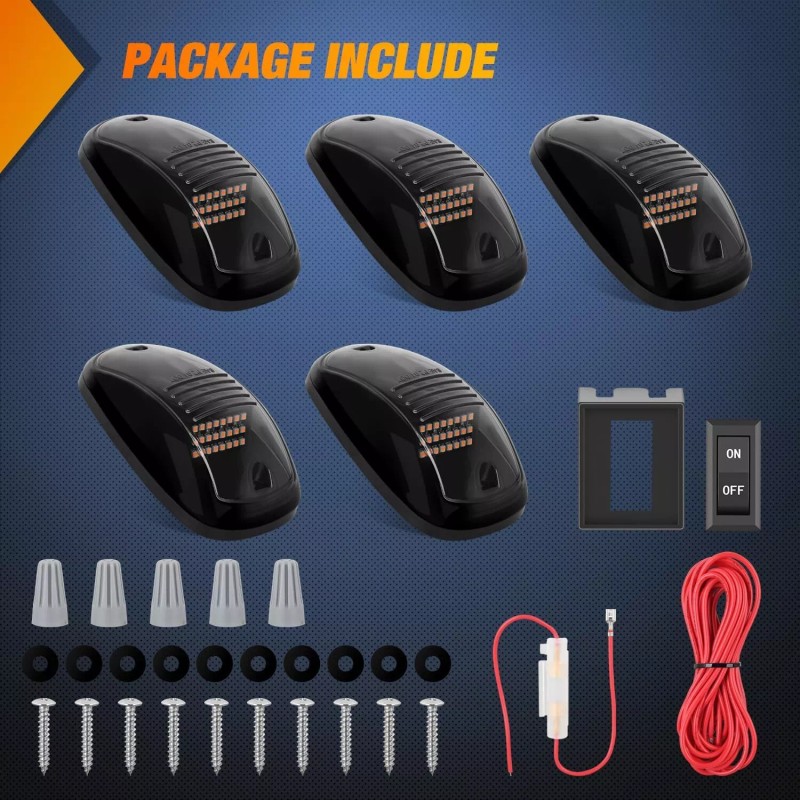 Nilight LED Cab Marker Lights Smoke Lens for 2003-2018 Dodge