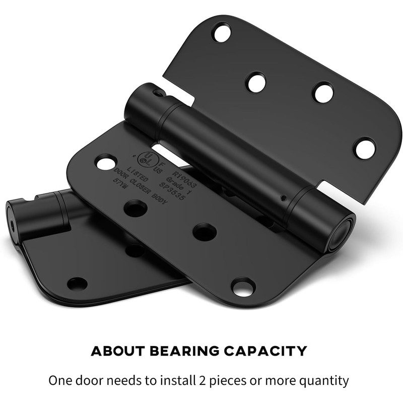 goldenwarm 3 Pack Black Self Closing Door Hinges with 5/8''
