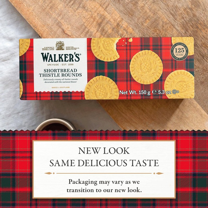 Walker's Shortbread Rounds, Pure Butter Shortbread Cookies, 5.3 Oz Box