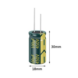 PENGLIN 5pcs Electrolytic Capacitors Aluminum Electrolytic Capacitors 450V 100UF 105℃ 18x30mm High Frequency Low Resistance Long Life (450V 100μF)