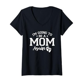 Womens I'm Going To Be A Mom Again Pregnancy Gender Reveal Gifts V-Neck T-Shirt