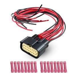 16 Pin Headlight Connector Harness Fit for Ford Mustang 2015–2023, Headlamp Wiring Connector Plug Replace FR3Z-13008-K FR3Z-13008-J JR3Z-13008-A JR3Z-13008-B