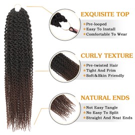 Curly Senegalese Twist Crochet Hair Pre-looped 7Packs Small Twist Crochet Hair for Women 140 Strands Senegalese Twists Hair with Straight Ends Synthetic Crochet Braids(1B/30,14 Inch (Pack of 7))