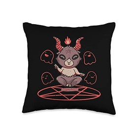 Satanic Baby Baphomet Goat Cute Baby Baphomet Throw Pillow, 16x16, Multicolor
