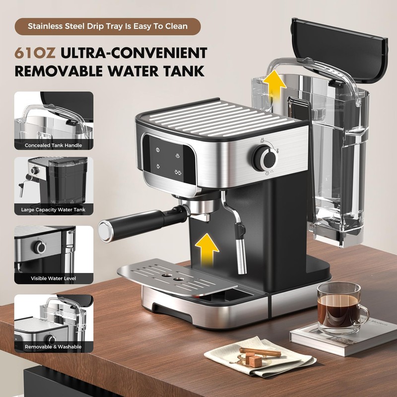 LERTIN Espresso Machine 20 Bar, Professional Espresso Maker With Auto