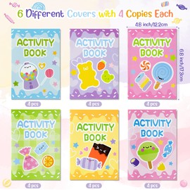 X1zuue Candy Activity Books for Kids - 24Pcs Coloring Sweets Book Set Bulk Candy Search Mazes Word Scramble Games Mini Books for Birthday Candy Land Party Goodie Bags Stuffers School Classroom Favors