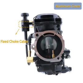 CV40 Carburetor with Choke Cable, for Harley Davidson Sportster XL XLH 883 1200 Softail Touring Dyna Road King Carb 27421-99 (Black Cover)