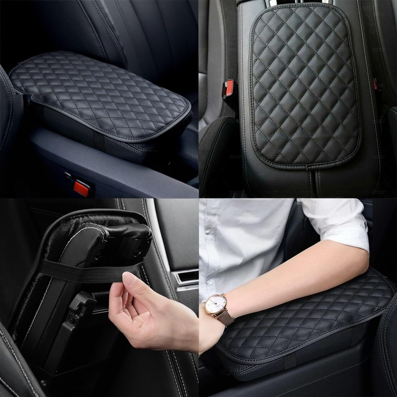 Universal Car Armrest Cover, PU Leather Auto Center Console Pad,
