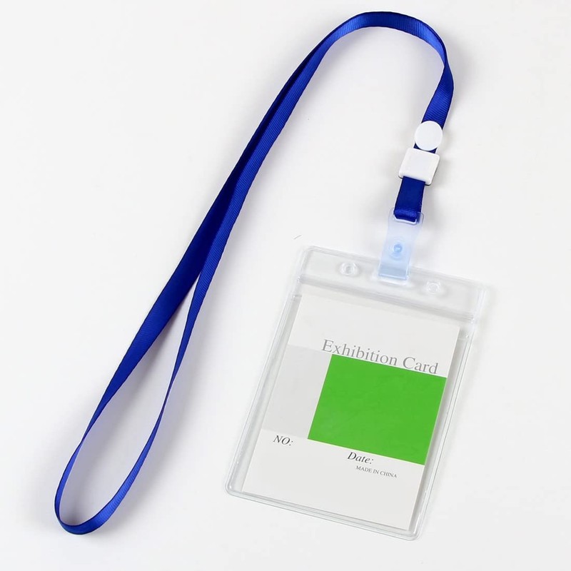 SIOPPKIK Waterproof ID Card Sleeves with Lanyard, Transparent PVC ID