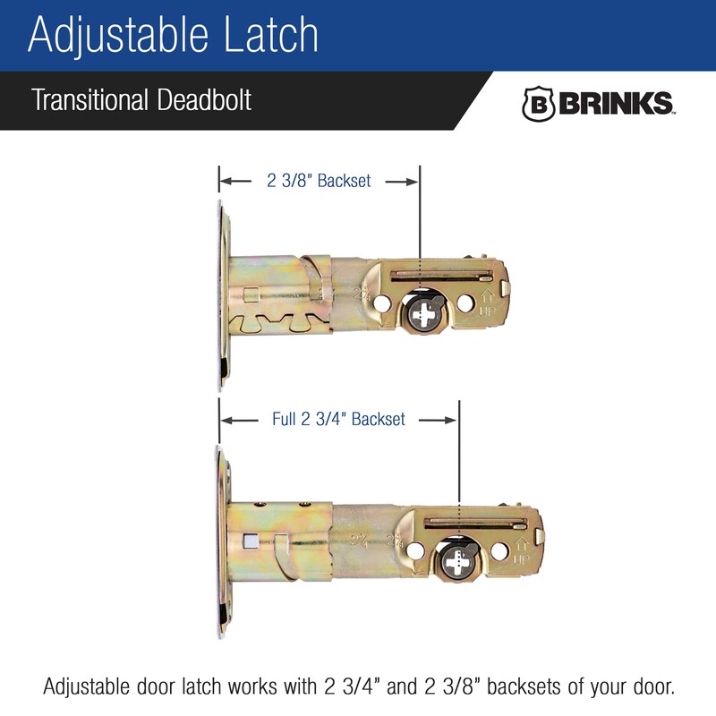 BRINKS - Transitional Single Cylinder Deadbolt, Satin Nickel - Built