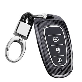 ontto Car Key Case Suitable for Hyundai Santa Fe Tucson Nexo NX4 Ioniq 5 Atos Prime Solaris 2021-2023 ABS Protective Key Case Key Case Key Case Accessories 3 Buttons Black