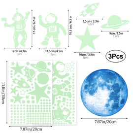 Glow in The Dark Stars Space Universe Wall Decals Glow in The Dark Wall Stickers for Kids Bedroom Living Romm Playroom Wall Decals Gifts