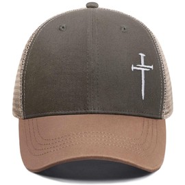 Christian Jesus Cross Hat - Faith Hats for Men Women - Religious Gifts for Thanksgiving Christmas - Cross Grey Green