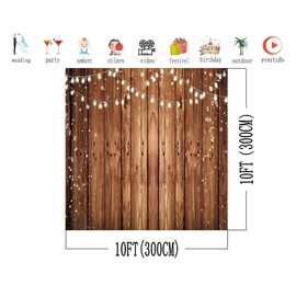 AIIKES 10 x 10 ft Brown Wood Photo Background Retro Brown Wood Background Baby Shower Background Birthday Party Decoration Background Studio Props 12-660