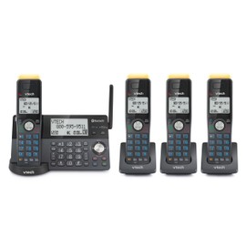 VTech IS8128-41 Super Long Range 4-Handset DECT 6.0 Cordless Phone for Home with Answering Machine, 2300 ft Range, Call Blocking, Bluetooth Connect to Cell, Intercom