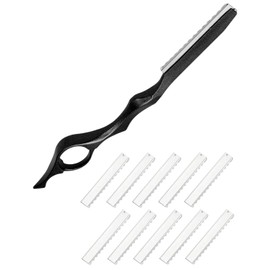 WUNZILO 11-Piece Set Hair Styling Razor Hair Thinning Comb Hair Texturing Cutting Razor Comb with Replacement Stainless Steel Razors for Home Use in Salon