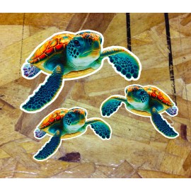 Six9 Design Cute Sea Turtle Turtles Ocean Beach Outdoor Vinyl Decal Sticker Set - 4"  3 for1