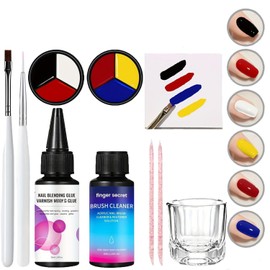 Solid Gel Nail Polish Set with Glass Bottle for Nail Art Pen,Black White Yellow Blue Red Jelly Gel Polish Summer Gel Nail Polish Colors, Nail Blending Glue for Color Glue Sequins Glitter