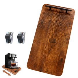 Sliding Tray For Coffee Maker, 15” x 7.5” Kitchen Appliance Sliding Tray with Handle, Rubber Rolling Wheels, Countertop Appliance Rolling Tray Slider for Small Appliance