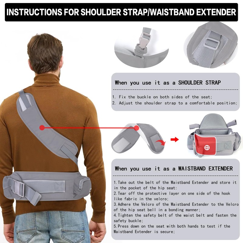 Baby Hip Carrier with Foldable Seat 180゜ Up-Down for Infant,Adjustable