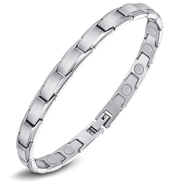 Jeracol Women's Titanium Steel Magnetic Bracelet, Magnetic Brazaletes with 3500 Gauss Magnets, Adjustable Magnetic Wrist Strap with Removal Tool and Jewellery