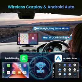 BIGASUO Wireless Carplay Screen for Car 4K Dash Cam, Apple CarPlay & Android Auto,9" HD Touchscreen with 1080P Backup Camera, GPS Navigation/Mirror Link/Voice Control/Bluetooth Fits All Cars