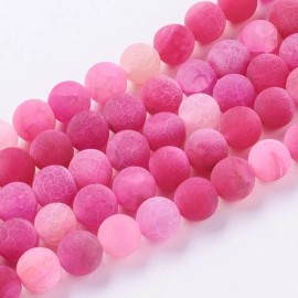 Moments of Beauty 10 Dragon Vein Agate Gemstone Beads Striped Pink Frosted Jewelry Supplies 10mm
