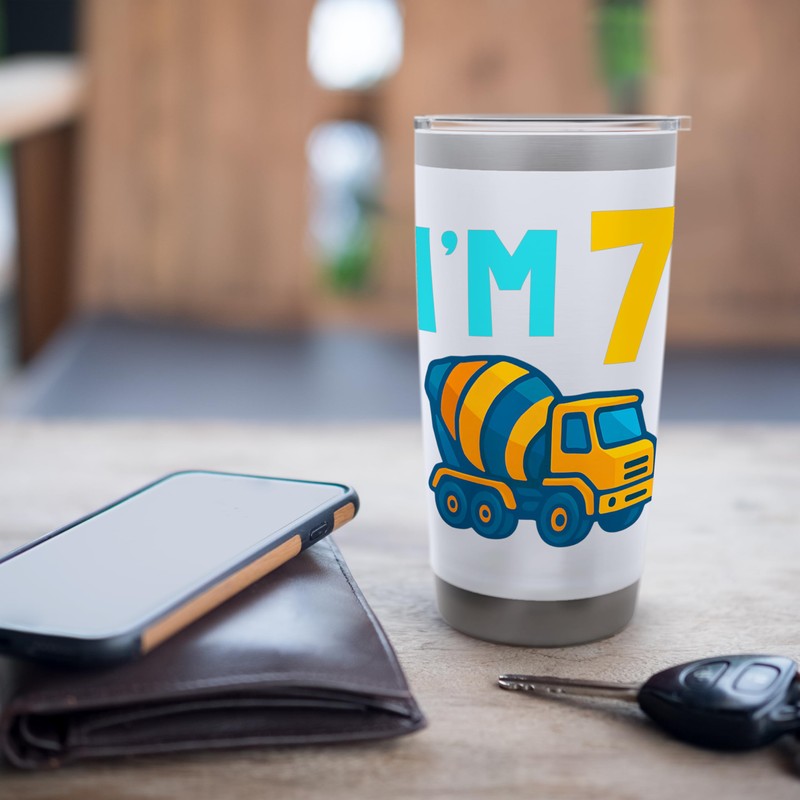 7th Birthday Cement Mixer Truck Concrete Lover I'm 7 Seven