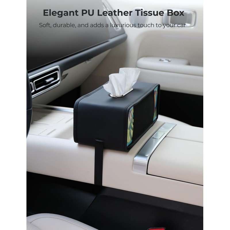 Upgraded Car Tissue Holder - Premium PU Leather Car Tissue