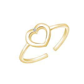 AFFY 925 Sterling Silver Round Cubic Zirconia Heart Adjustable Toe Ring for Women Ring Size-