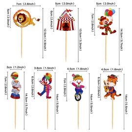 Blumomon 28Pcs Circus Animal Cupcake Toppers for Kids Boys Girls Baby Shower and Carnival Themed Kids Birthday Party Favor Decorations