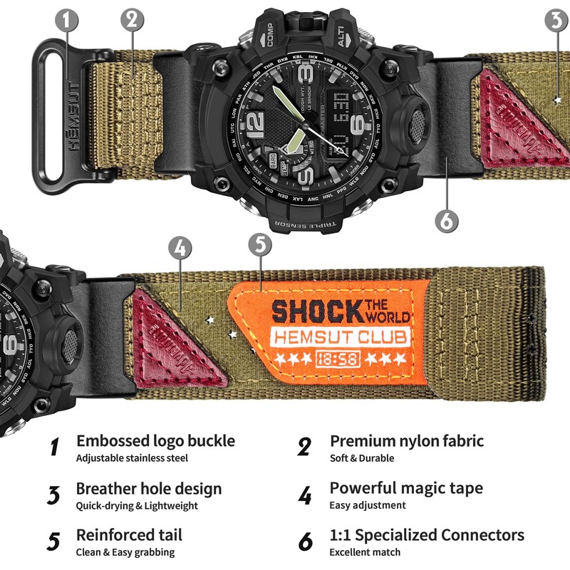 Watch Band Strap for Casio GWG-1000 GWG1000,Super Rugged Nylon Sports