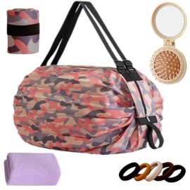 Travel Essentials Large Tote Duffle Bag -Carry on Expandable Drawstring Luggage Organizer for Overnight Weekender (Purple)