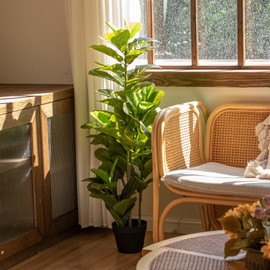 Unadra Artificial Fiddle Leaf Fig Tree 4ft Set of 2 - Faux Fig Plants Indoor Summer Fall Winter Home Decor in Pot - Fake Ficus Floor Plant Evergreen- Office Living Room Corner Decoration (2, 4.0 ft)